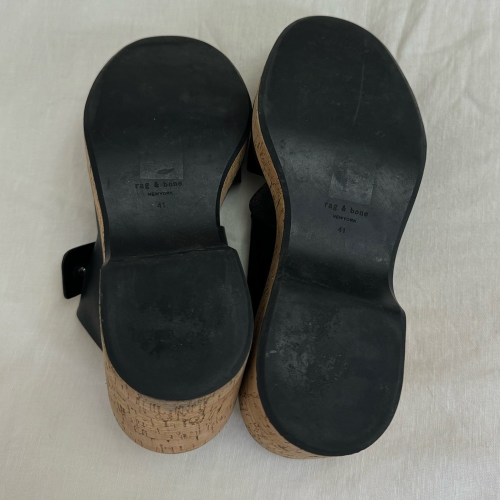 Rag & Bone Sommer Leather Double-Buckle Slide High-Heel Wedge Sandals Size 41 - Picture 7 of 12